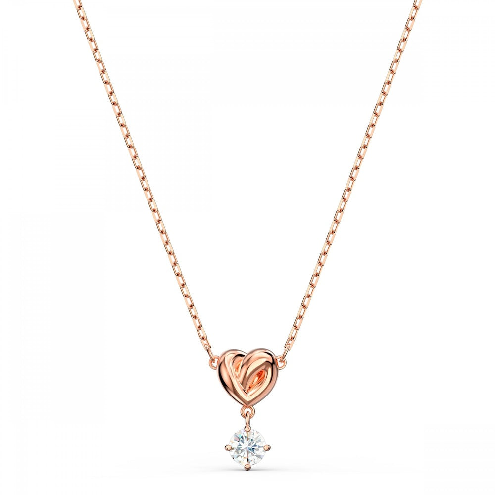 LIFELONG HEART PENDANT, WHITE SWAROVSKI CRYSTAL, ROSE-GOLD TONE PLATED