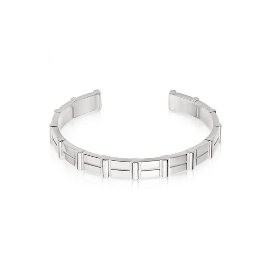 LINKS OF LONDON BRUTALIST SILVER BAR CUFF BANGLE