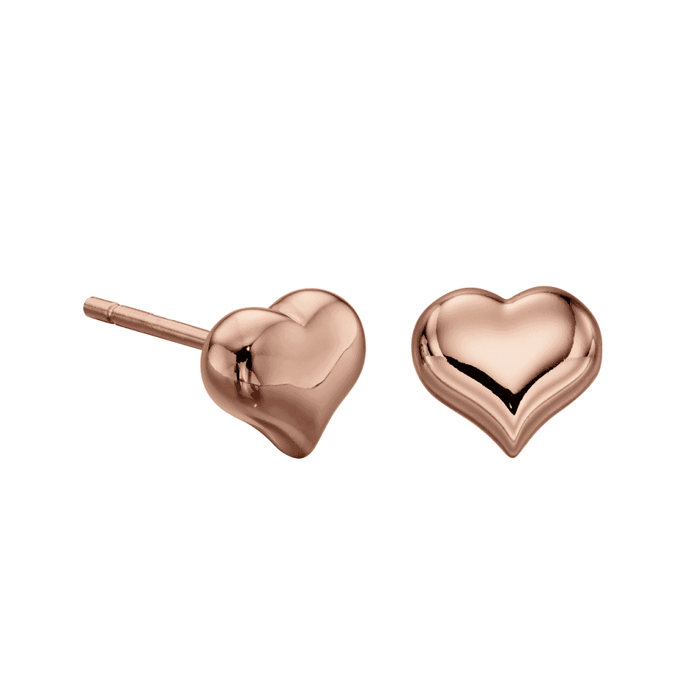 LITTLE STAR EMILY ROSE GOLD PLATED STERLING SILVER HEART STUD EARRINGS