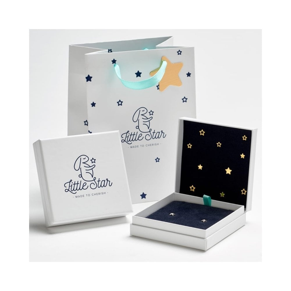 LITTLE STAR FREYA STERLING SILVER HEART STUD EARRINGS