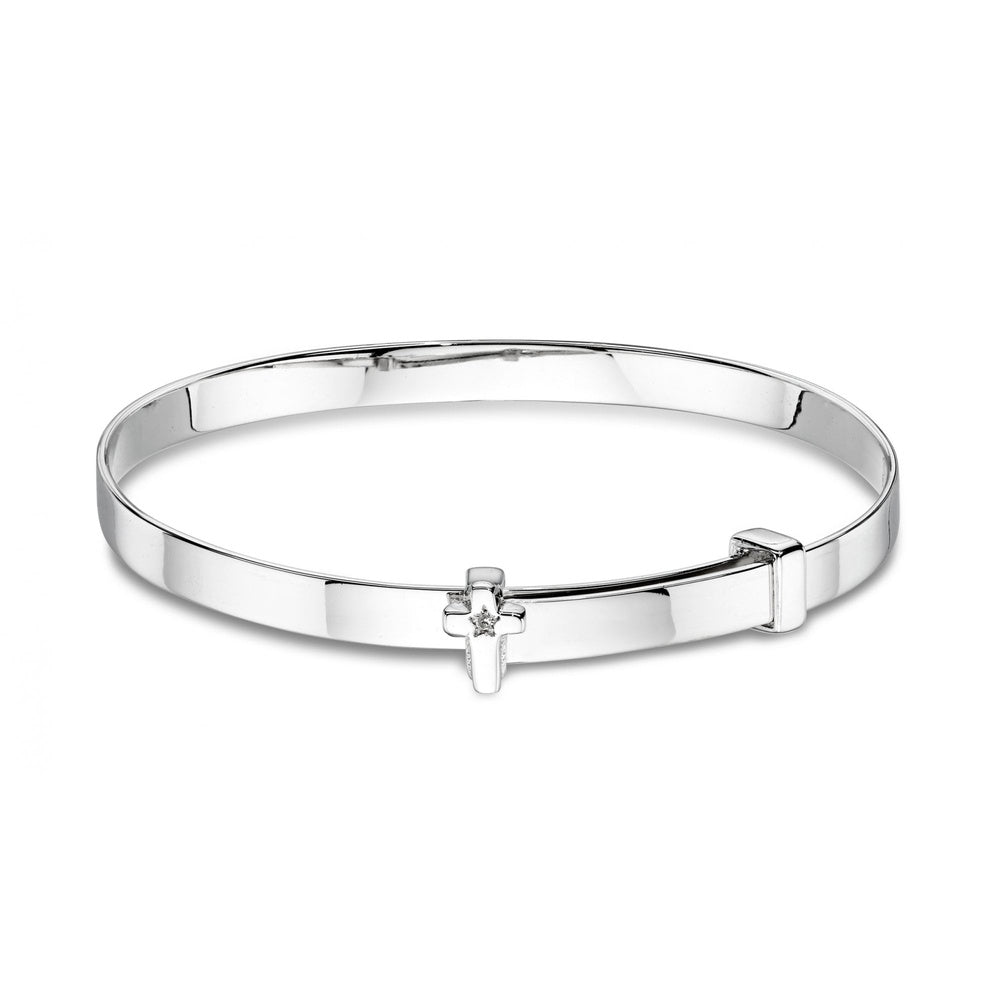 LITTLE STAR HONOR STERLING SILVER DIAMOND BABY BANGLE