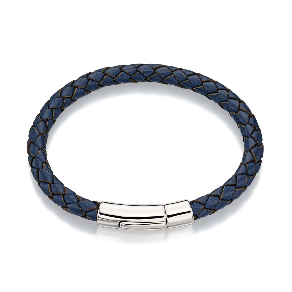 LITTLE STAR HUGO STERLING SILVER AND LEATHER BOYS BRACELET