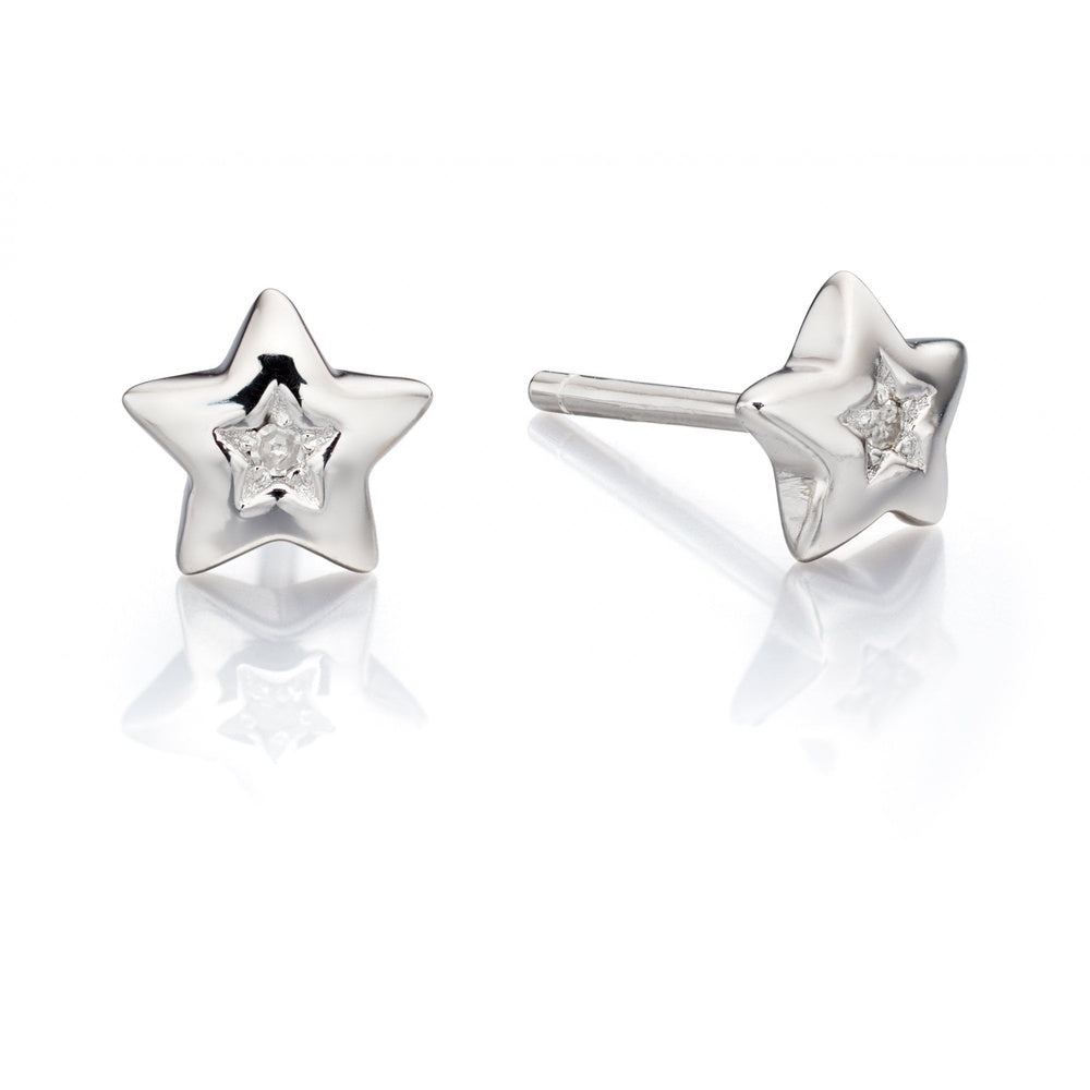 LITTLE STAR NOOR STERLING SILVER DIAMOND EARRINGS