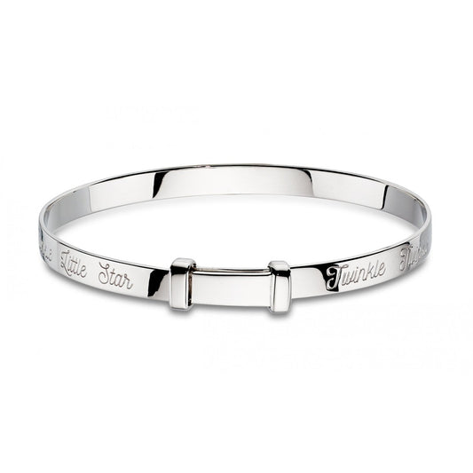 LITTLE STAR TWINKLE DIAMOND STERLING SILVER BABY BANGLE