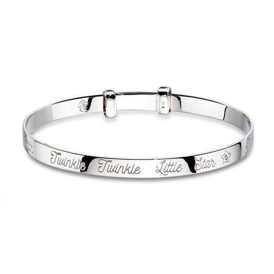 LITTLE STAR TWINKLE DIAMOND STERLING SILVER BABY BANGLE