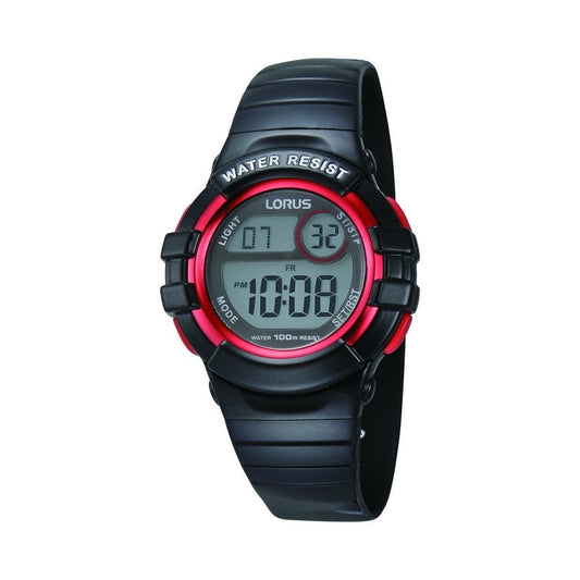 LORUS BOYS BLACK AND RED DIGITAL WATCH