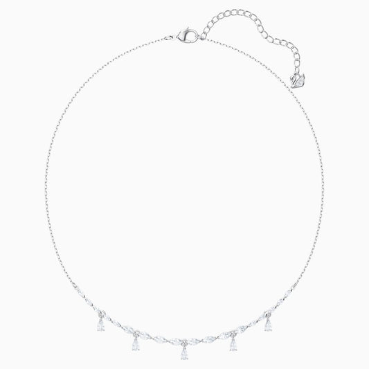 LOUISON NECKLACE, WHITE SWAROVSKI CRYSTALS, RHODIUM PLATED
