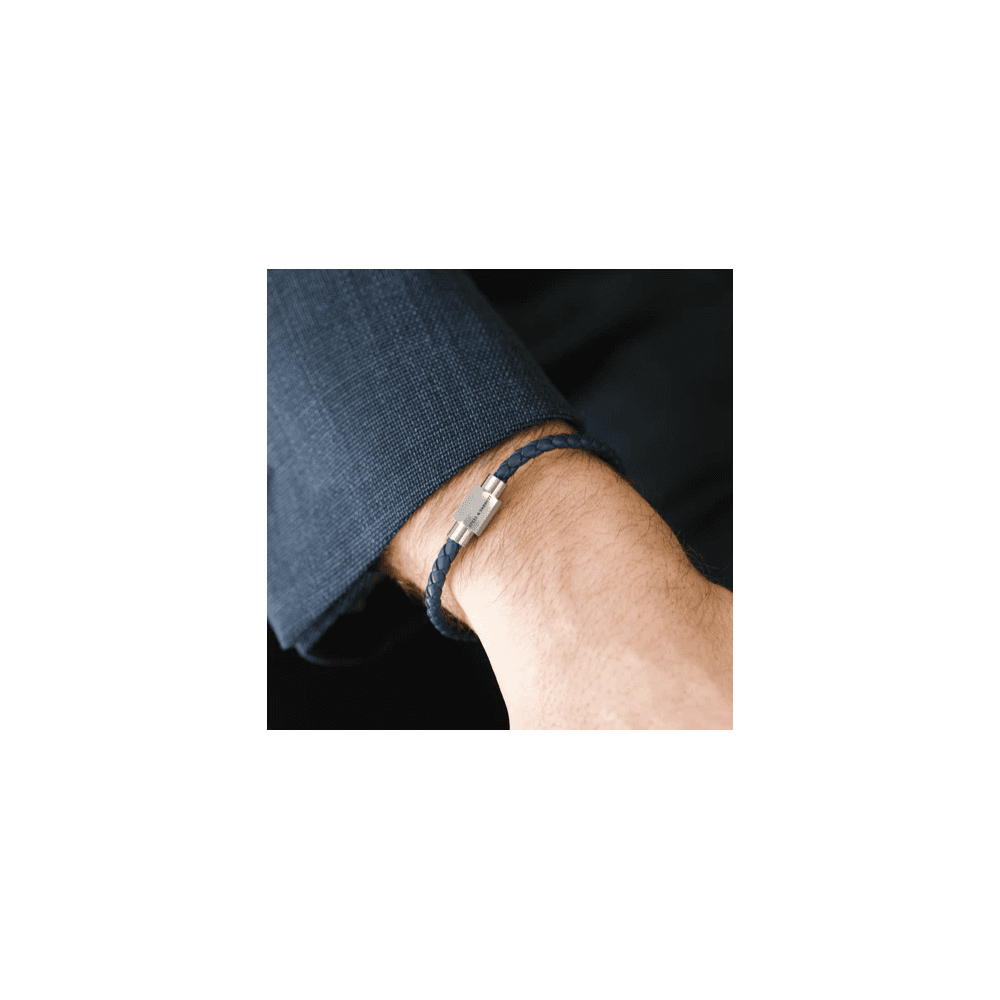 LUKE LANDON NAVY LEATHER BRACELET