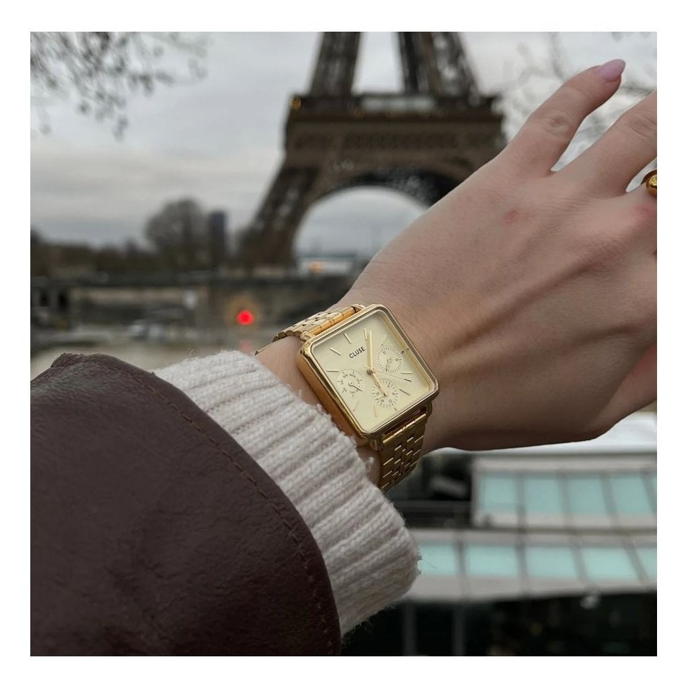 La Tétragone Chronograph, Gold Dial, Ladies Gold Stainless Steel Watch