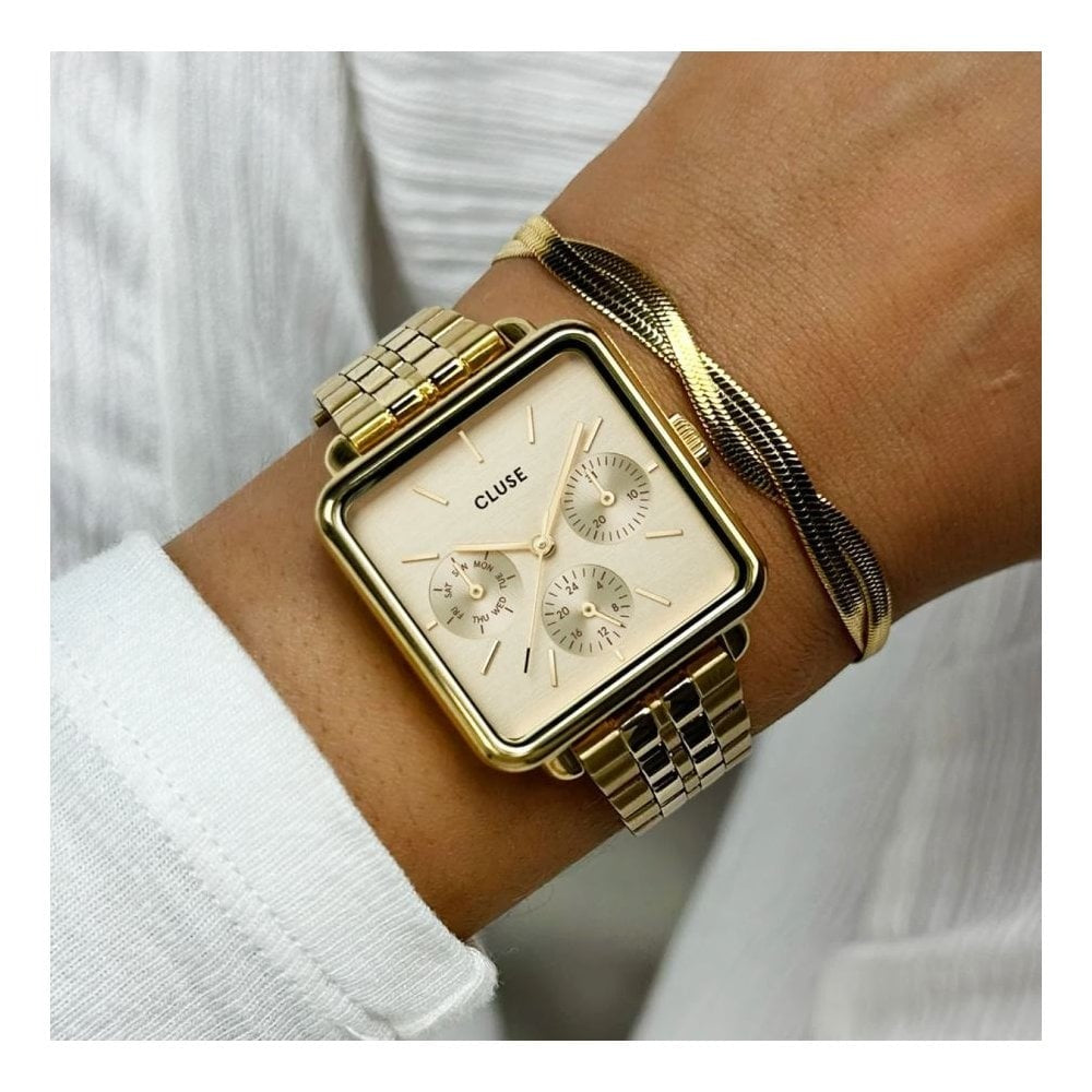 La Tétragone Chronograph, Gold Dial, Ladies Gold Stainless Steel Watch