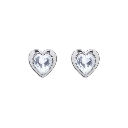 Ladies Ted Baker Silver Plated Crystal Heart Stud Earrings