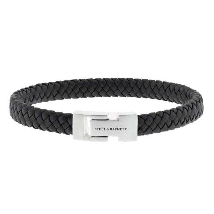 STEEL AND BARNETT ARCHIE BLACK LEATHER BRACELET