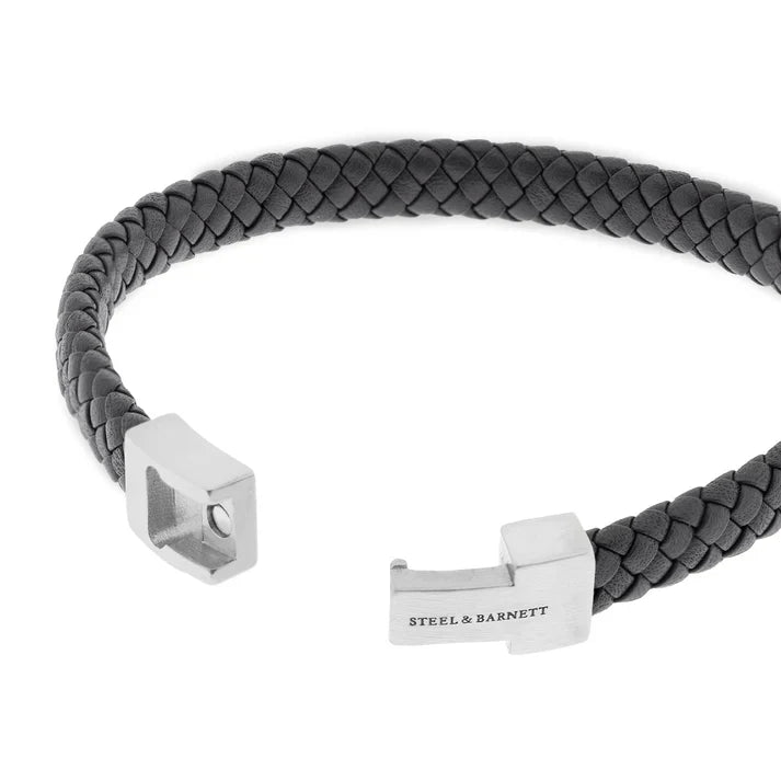 STEEL AND BARNETT ARCHIE BLACK LEATHER BRACELET