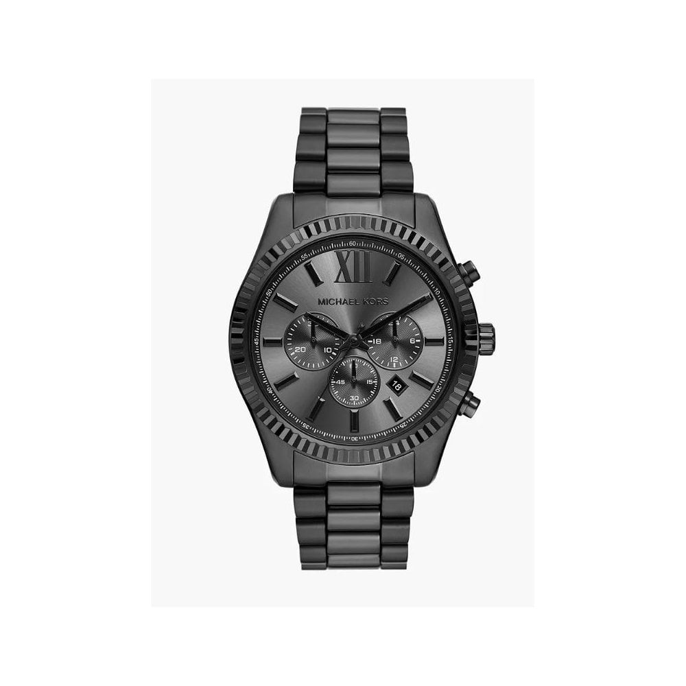 Lexington, Chronograph, Black Dial, Gents Black Stainless Steel Watch