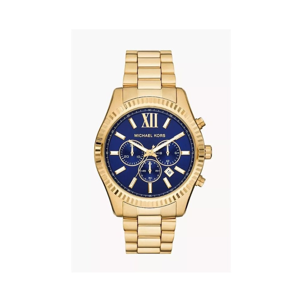 Lexington, Chronograph, Navy Dial, Gents Gold-Tone Stainless Steel Watch