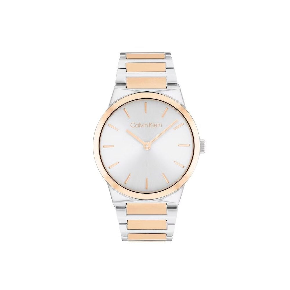 Linear Elegance Two-Tone Ladies Stainless Steel Watch