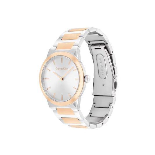 Linear Elegance Two-Tone Ladies Stainless Steel Watch