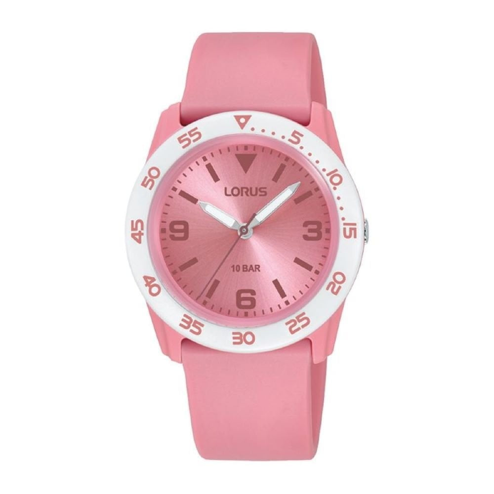 Lorus Childrens Pink Resin Strap Watch 