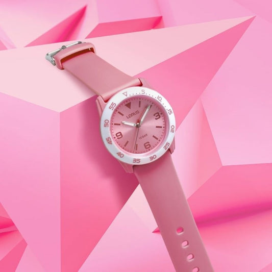 Lorus Childrens Pink Resin Strap Watch 
