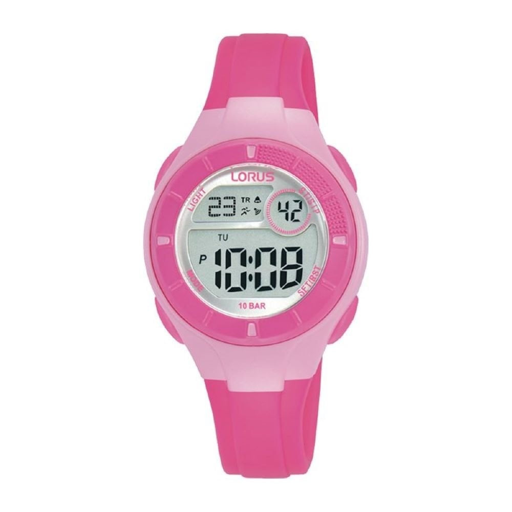 Lorus Childrens Pink Resin Strap With Digital Watch 