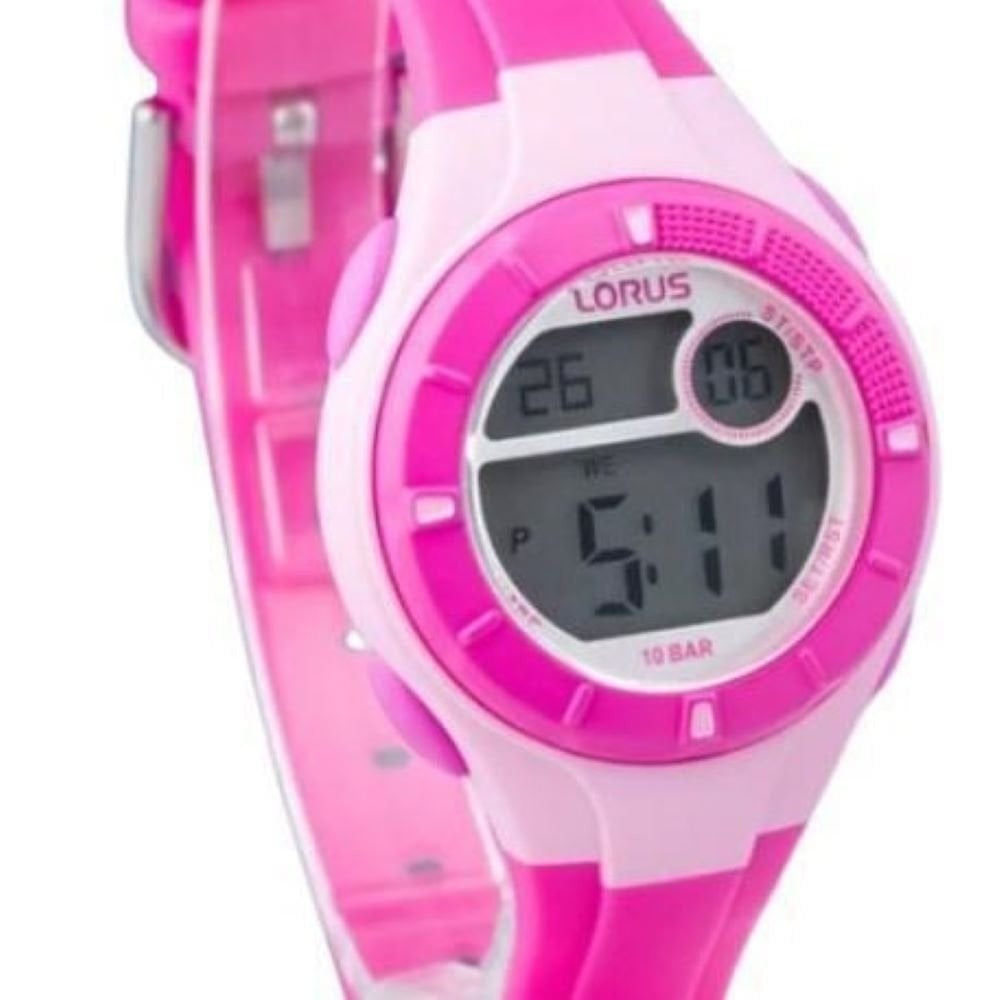 Lorus Childrens Pink Resin Strap With Digital Watch 