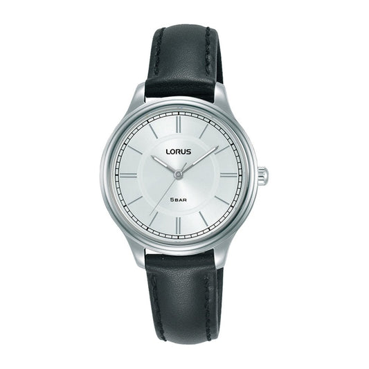 Lorus Ladies Black Leather Watch