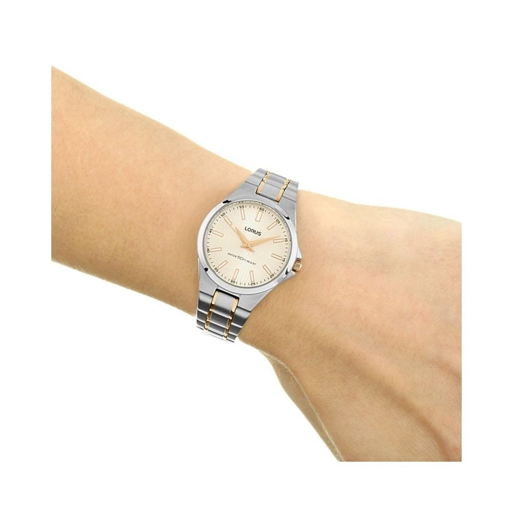 Lorus Ladies Steel And Rose Gold Bracelet Watch