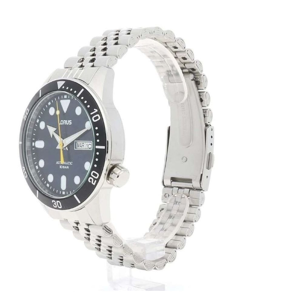Lorus Mens AUTOMATIC Steel Navy Analogue Dial Watch 