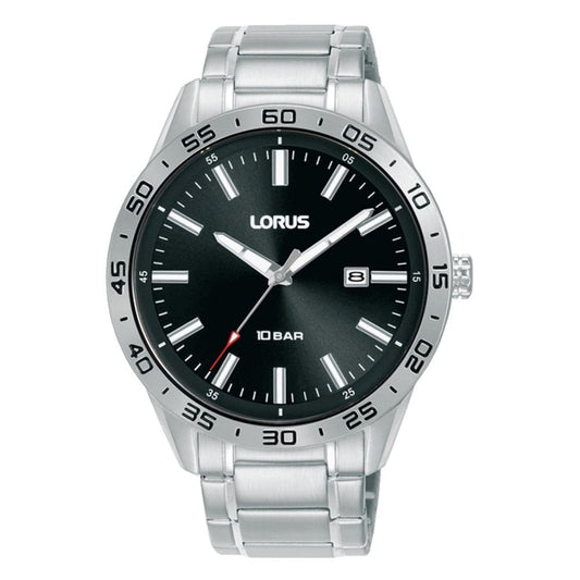 Lorus Mens Black Dial Watch 