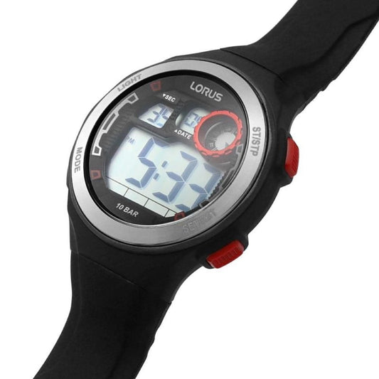 Lorus Mens Boys Black Silicon Multi Function Watch 