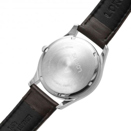 Lorus Mens Brown Leather Strap Watch 