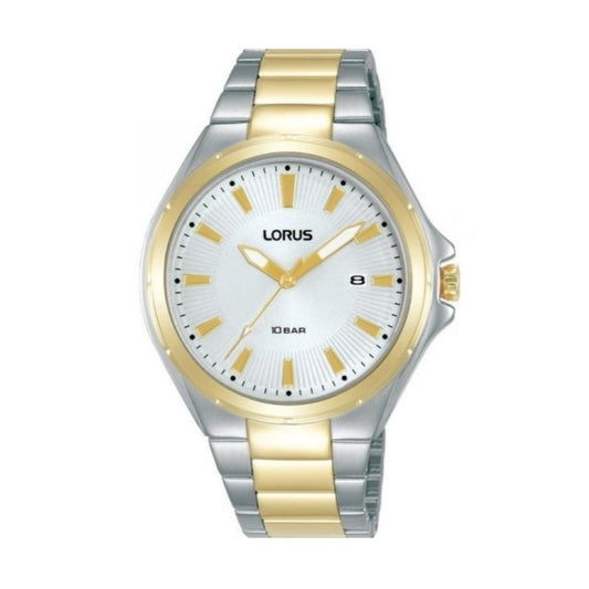 Lorus Mens Steel And Gold With White Dial Watch 