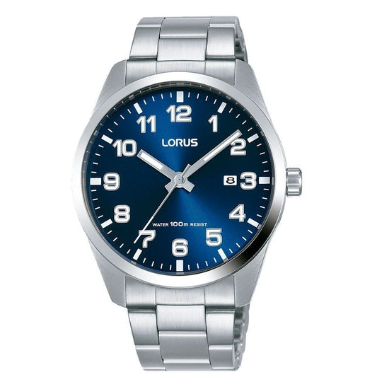 Lorus Mens Steel Case And Bracelet Blue Analogue Dial Watch 