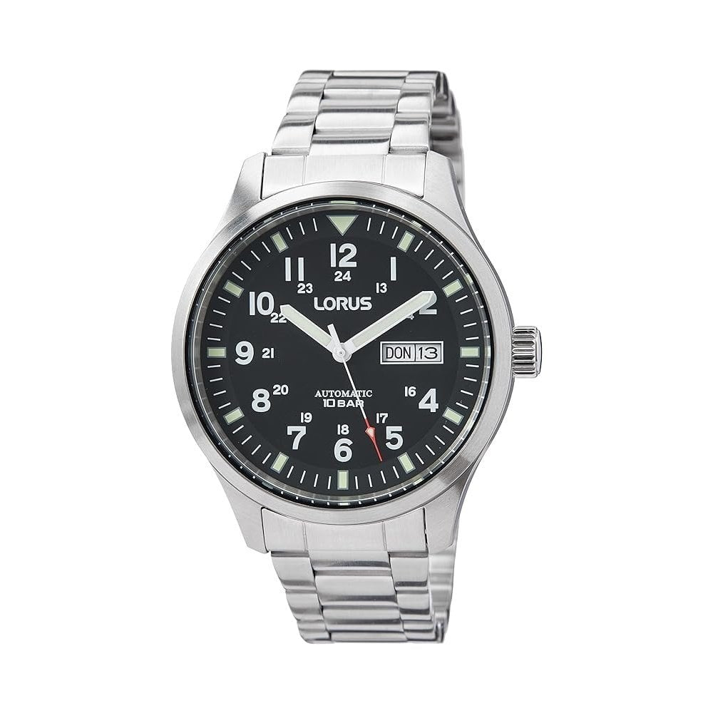 Lorus Sports Automatic Day/Date Black Dial Watch