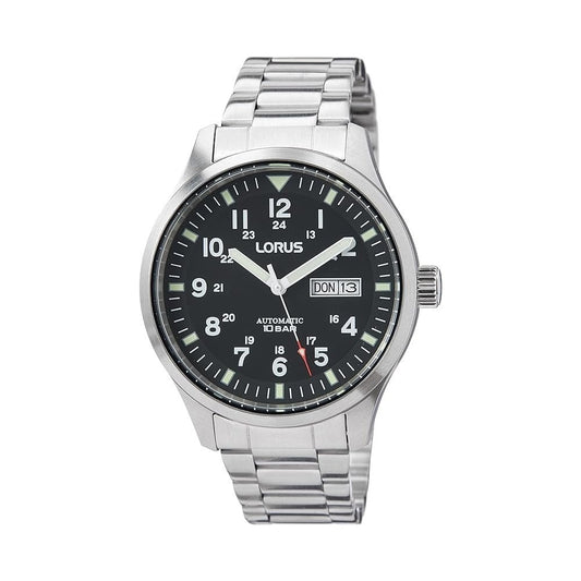 Lorus Sports Automatic Day/Date Black Dial Watch