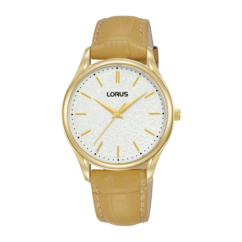 Lorus Womens Gold Case Leather Watch 