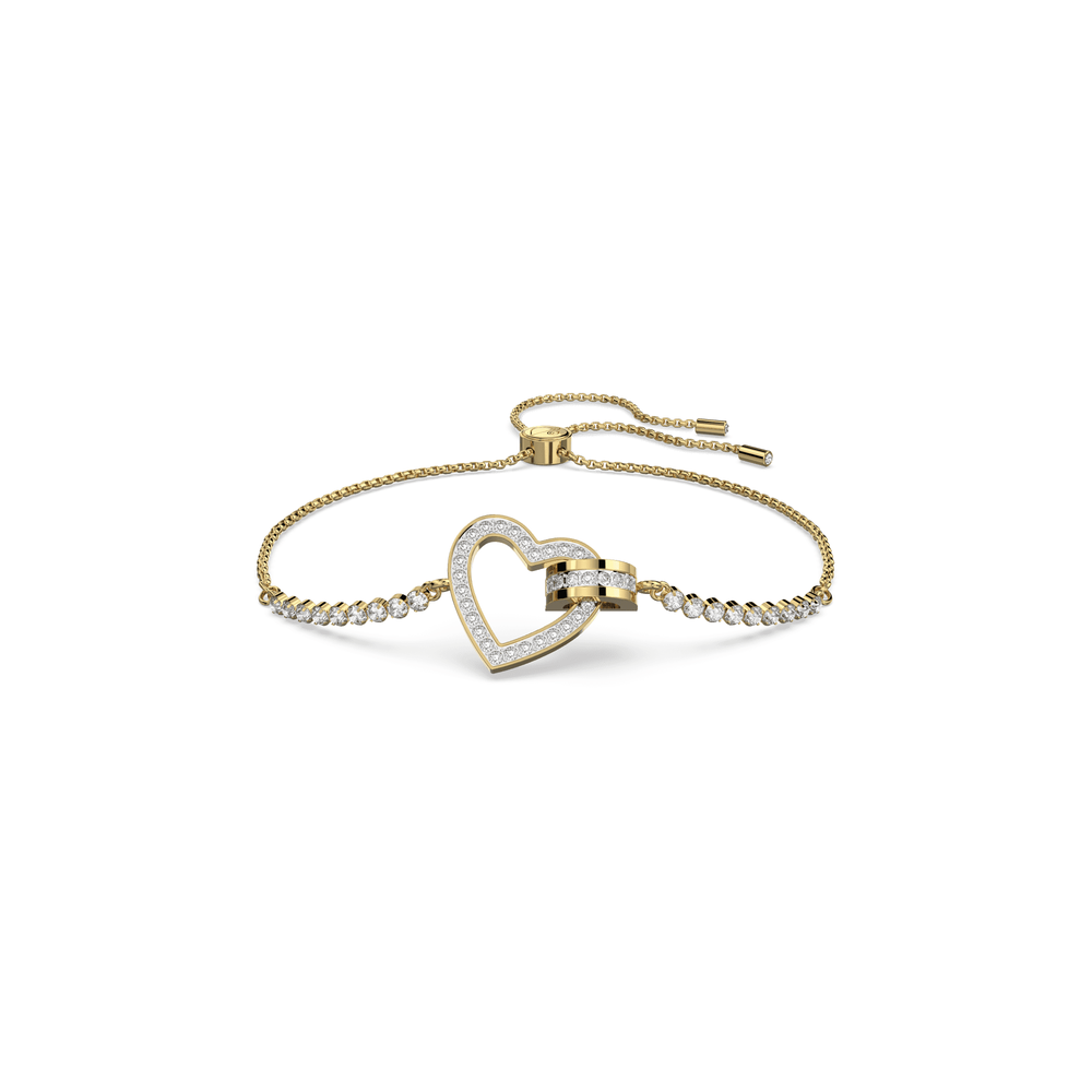 Lovely bracelet, Heart, White, Gold-tone plated