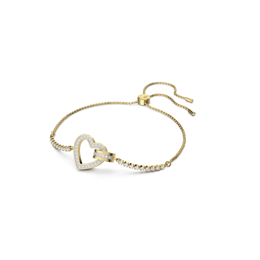 Lovely bracelet, Heart, White, Gold-tone plated