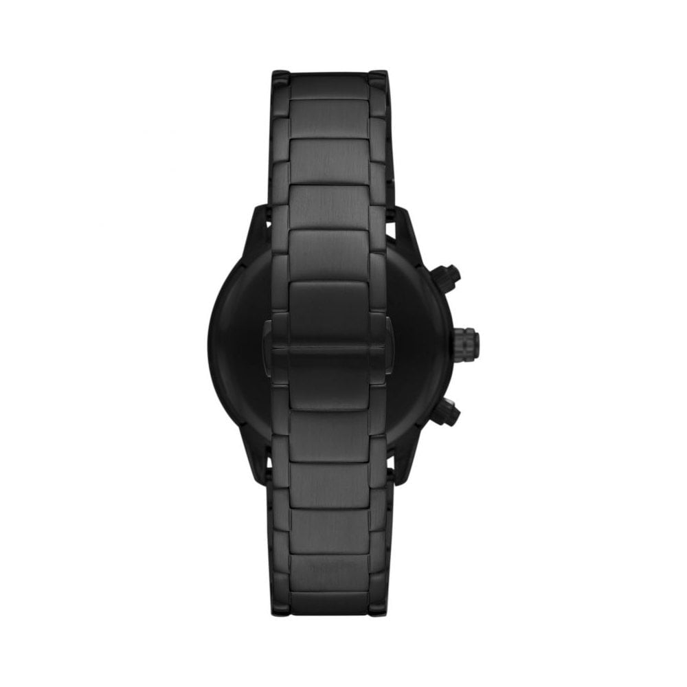 MARIO BLACK STAINLESS STEEL CHRONOGRAPH GENTS BRACELET WATCH WITH BLACK DIAL