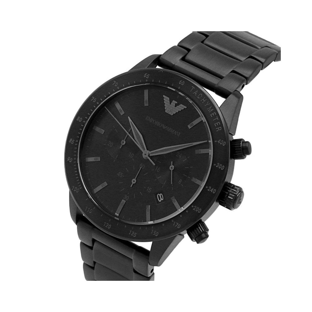 MARIO BLACK STAINLESS STEEL CHRONOGRAPH GENTS BRACELET WATCH WITH BLACK DIAL