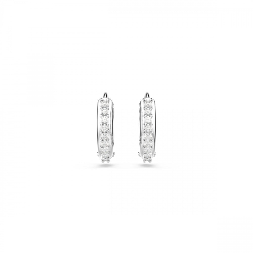 MATRIX ROUND CUTS RHODIUM FINISHED HOOP EARRINGS