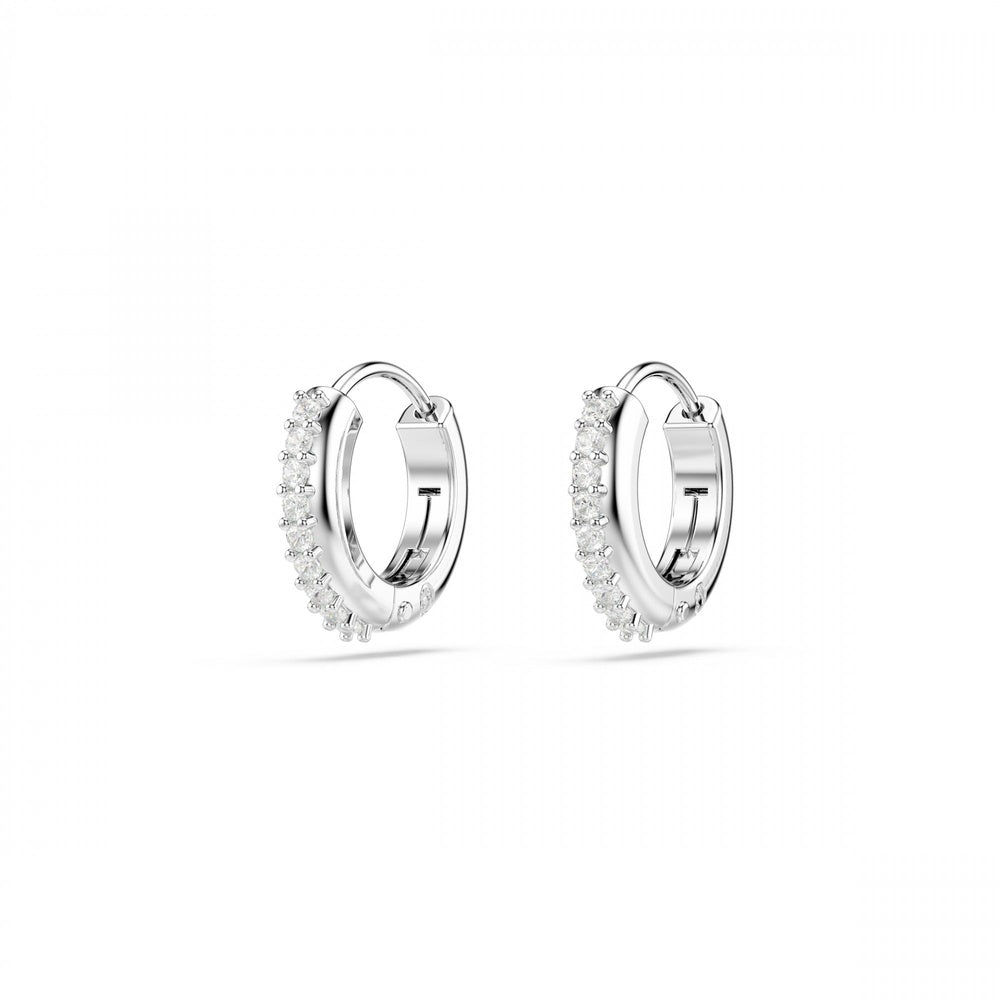 MATRIX ROUND CUTS RHODIUM FINISHED HOOP EARRINGS