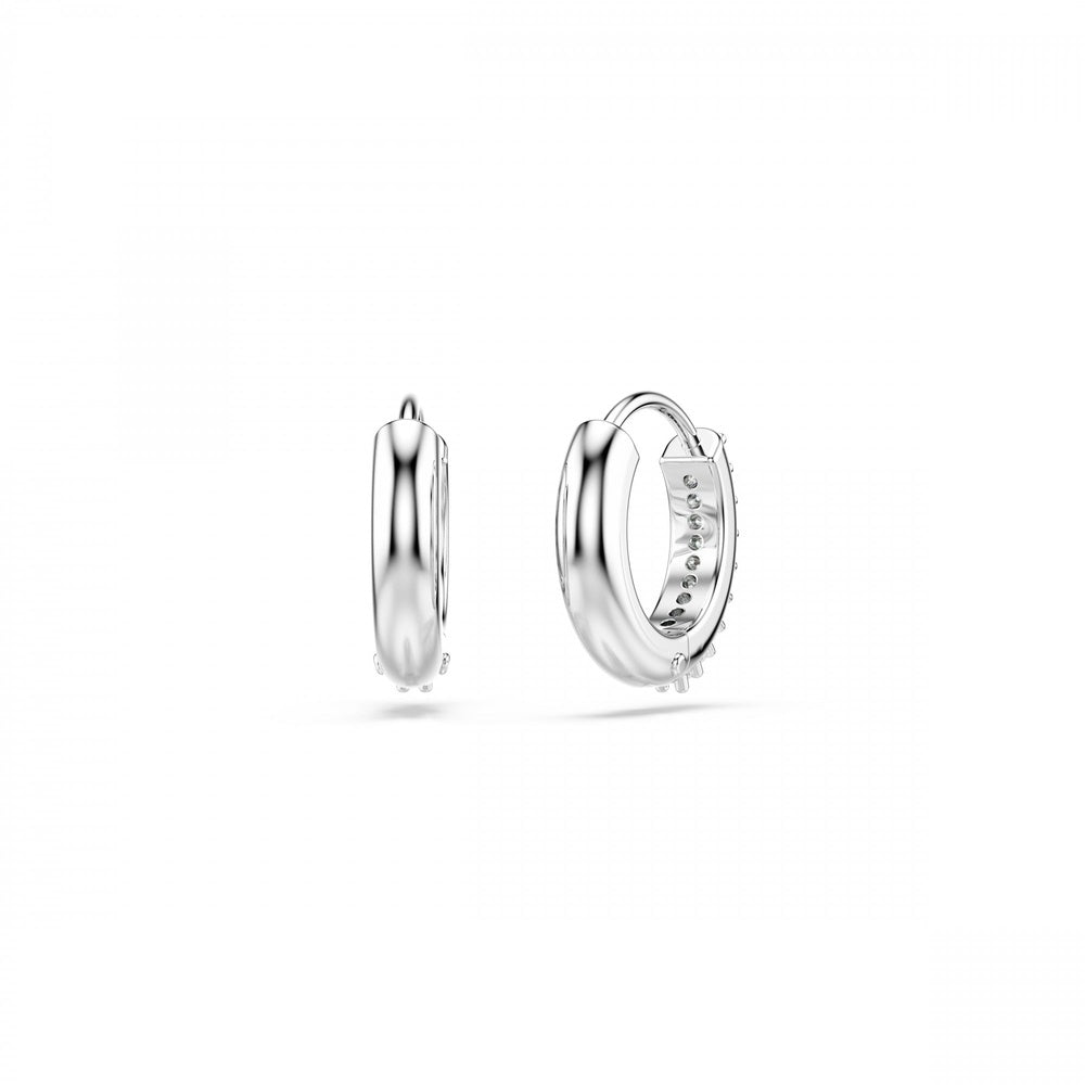 MATRIX ROUND CUTS RHODIUM FINISHED HOOP EARRINGS