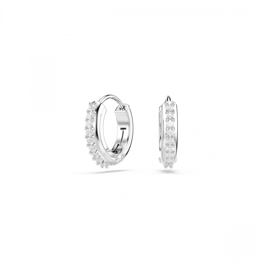 MATRIX ROUND CUTS RHODIUM FINISHED HOOP EARRINGS