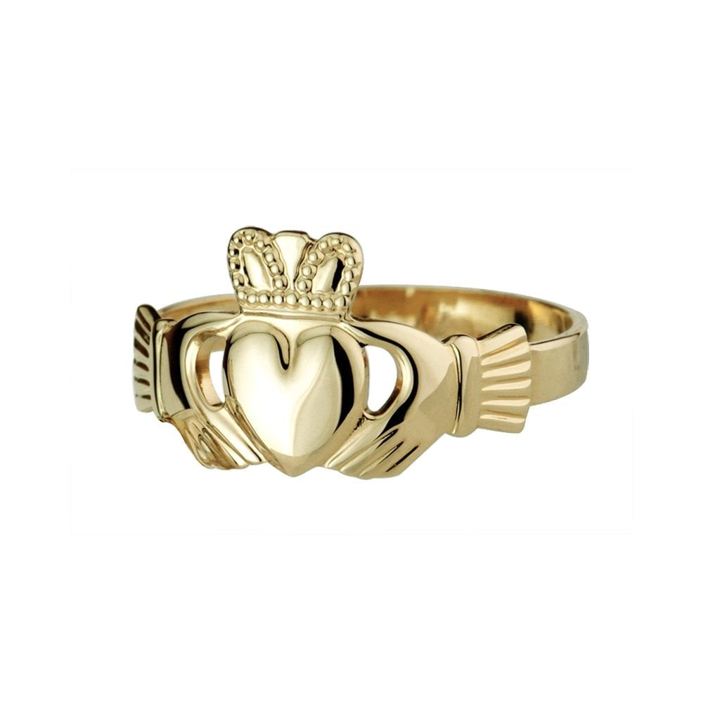 MEN’S 14K YELLOW GOLD HEAVY CLADDAGH RING 