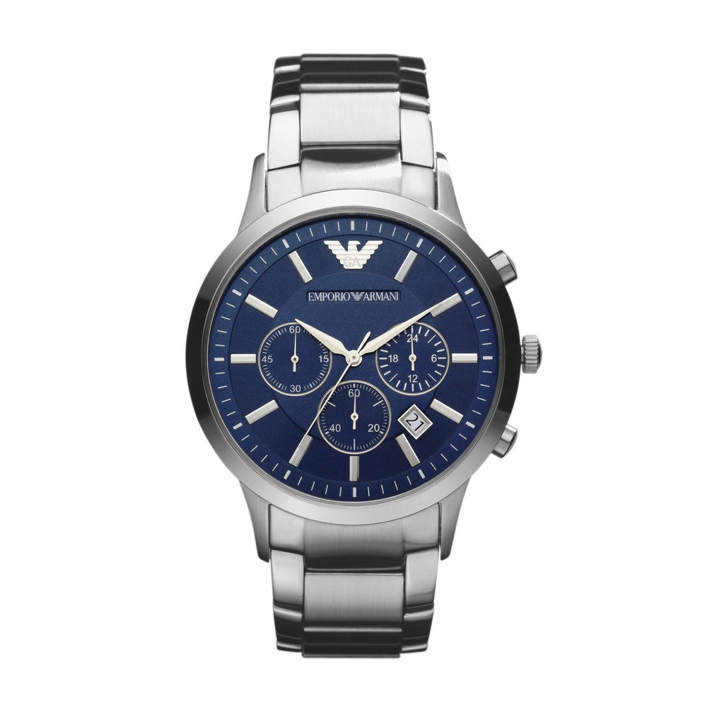 MENS EMPORIO ARMANI RENATO STAINLESS STEEL CHRONOGRAPH WATCH WITH DARK FACE