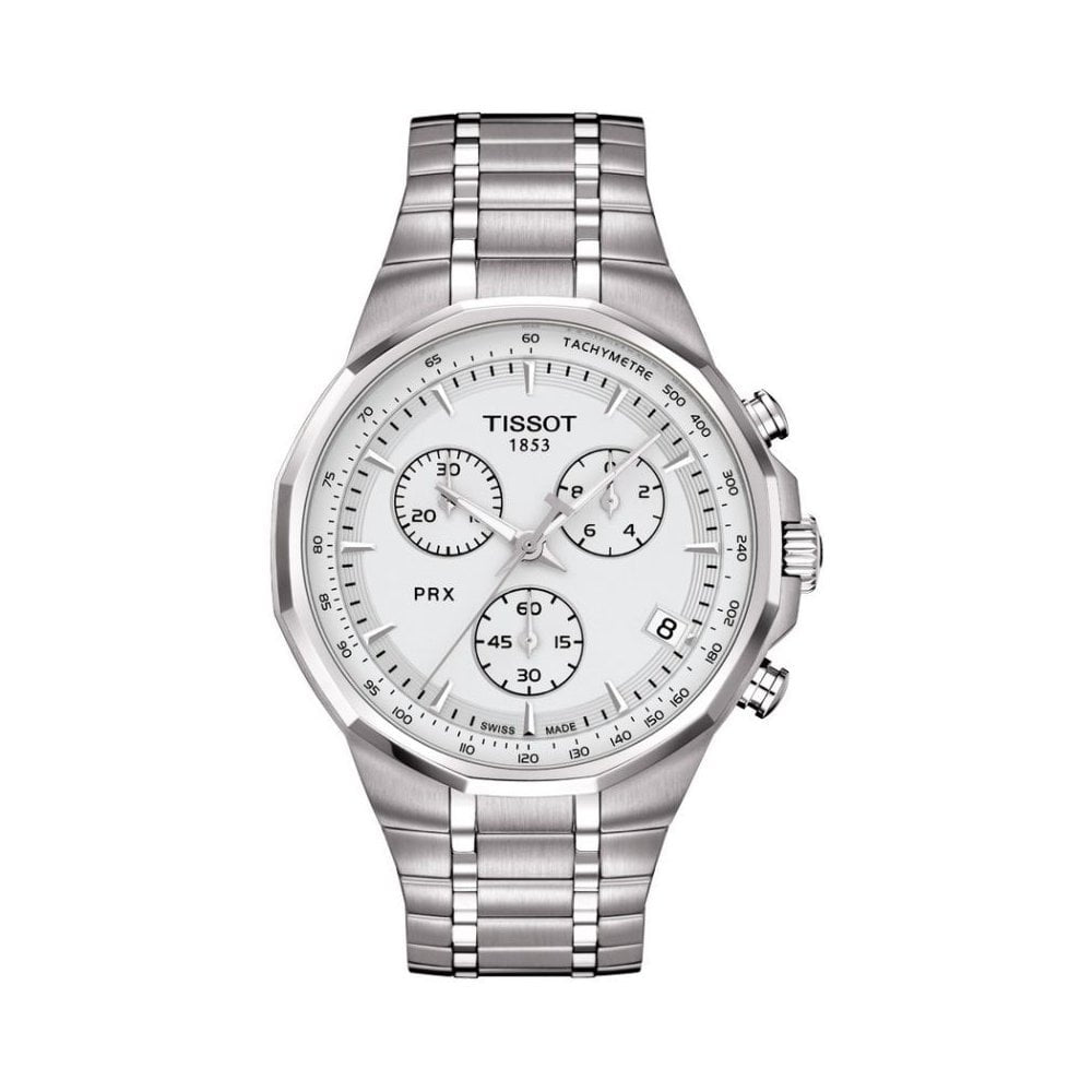 MENS TISSOT PRX CHRONOGRAPH STAINLESS STEEL BRACELET WATCH