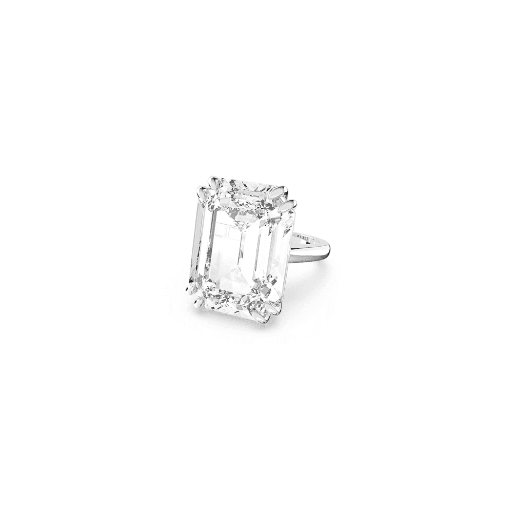 MESMERA LARGE RECTANGULAR CLEAR CRYSTAL COCKTAIL RING