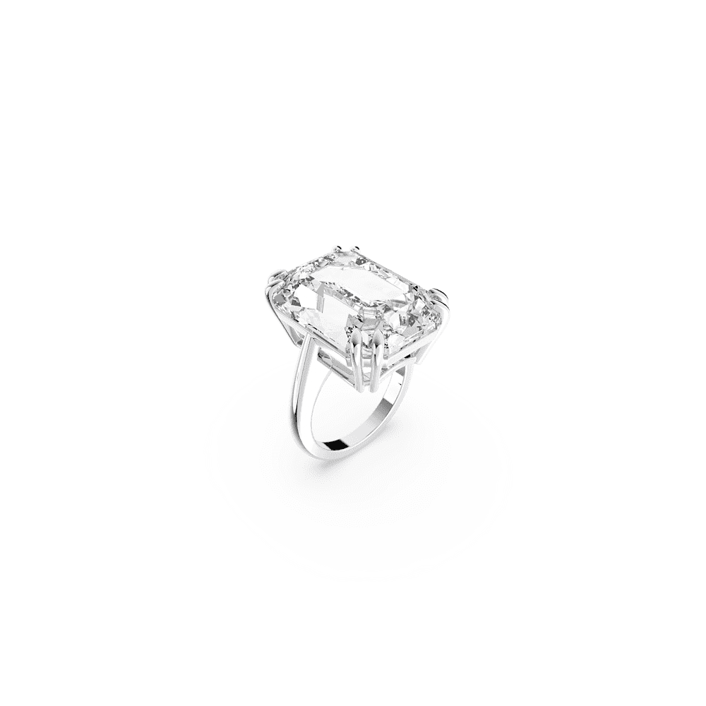 MESMERA LARGE RECTANGULAR CLEAR CRYSTAL COCKTAIL RING