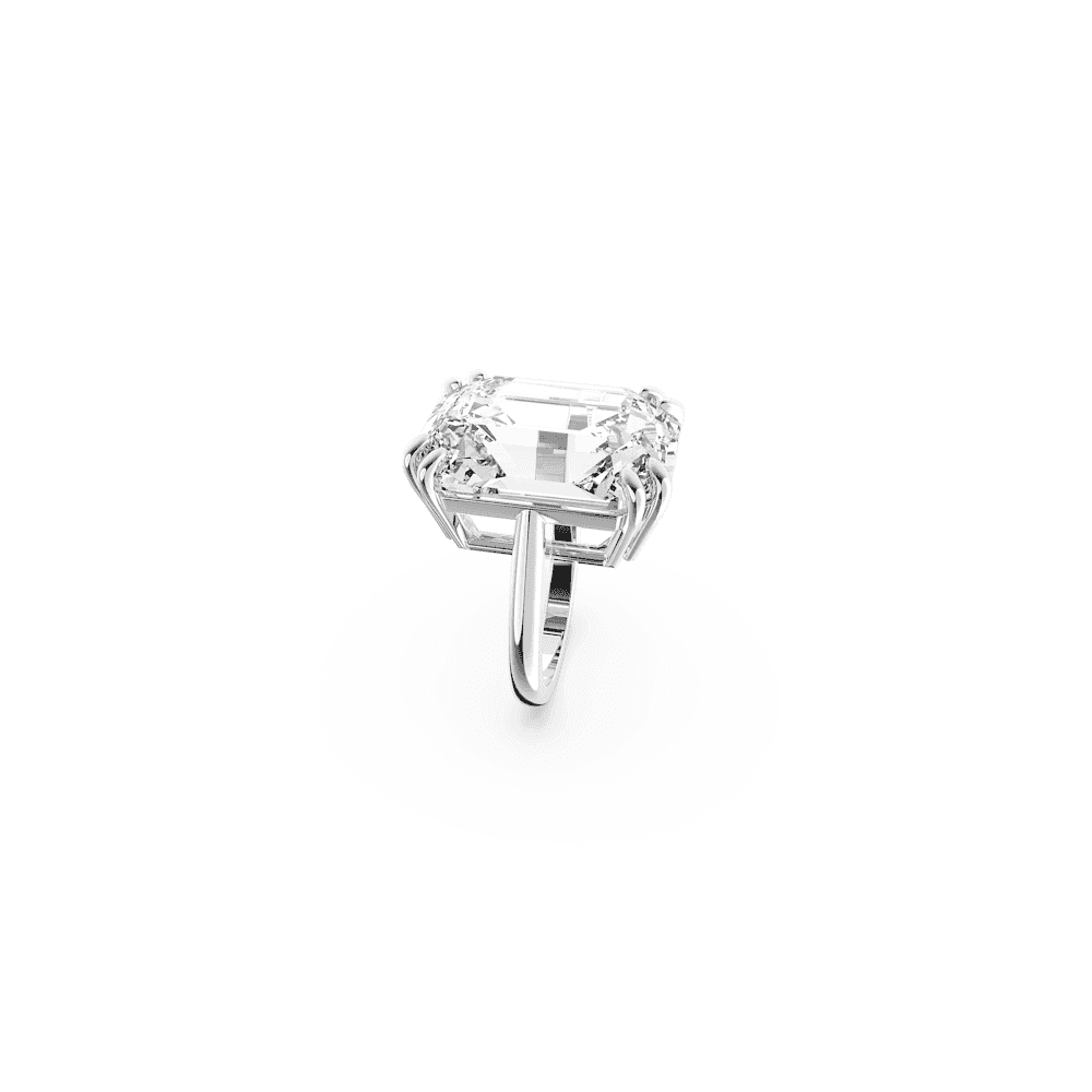 MESMERA LARGE RECTANGULAR CLEAR CRYSTAL COCKTAIL RING